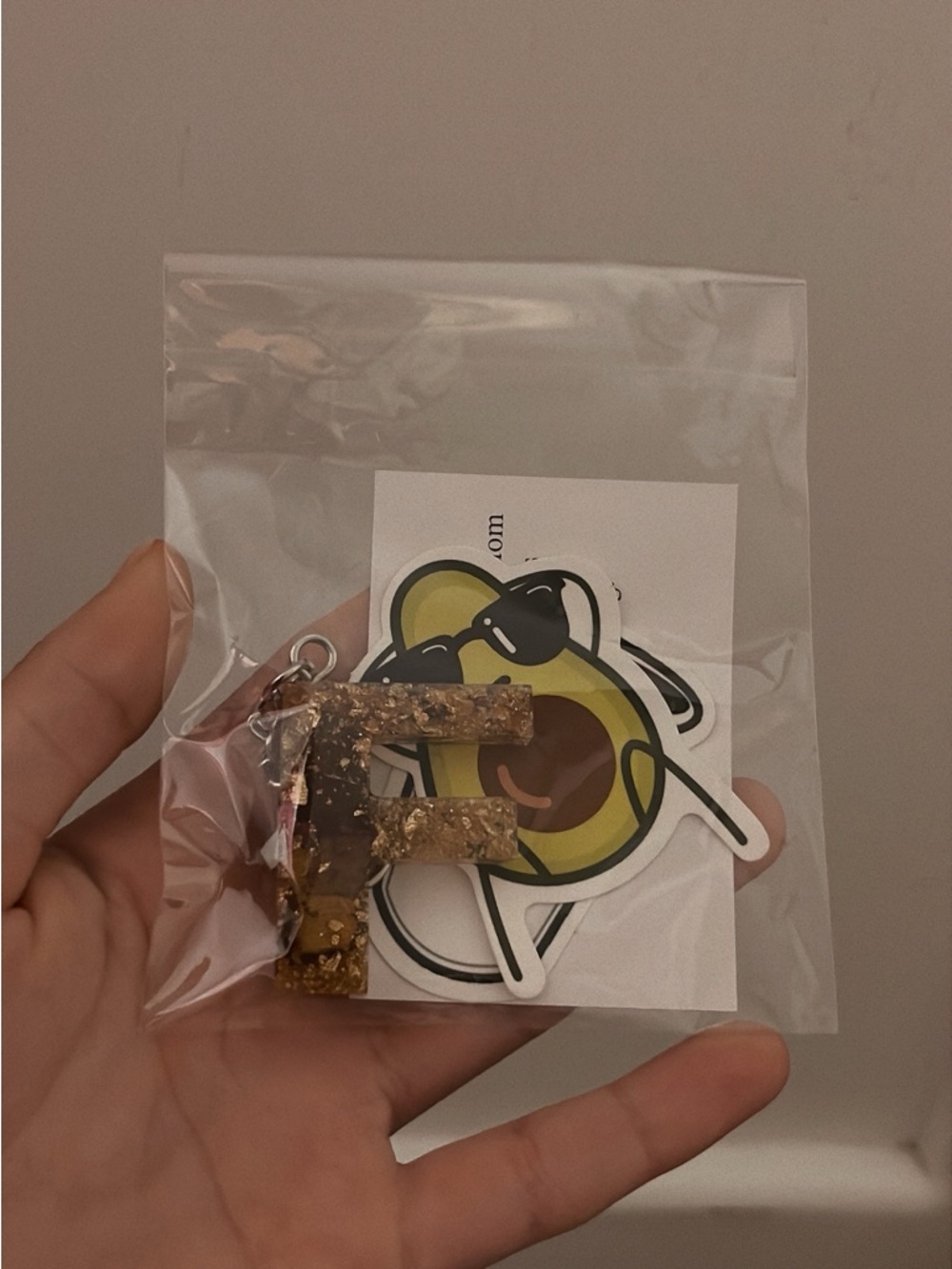Gold Glitter Initial 'F' Keychain Charm - Women's Accessory